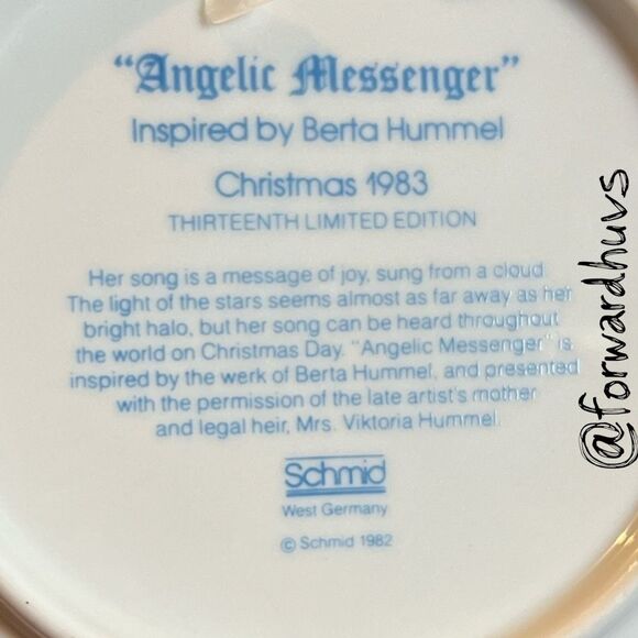 1983 Berta Hummel Collector Plate – “Angelic Messenger” - No Box - Picture 4 of 7